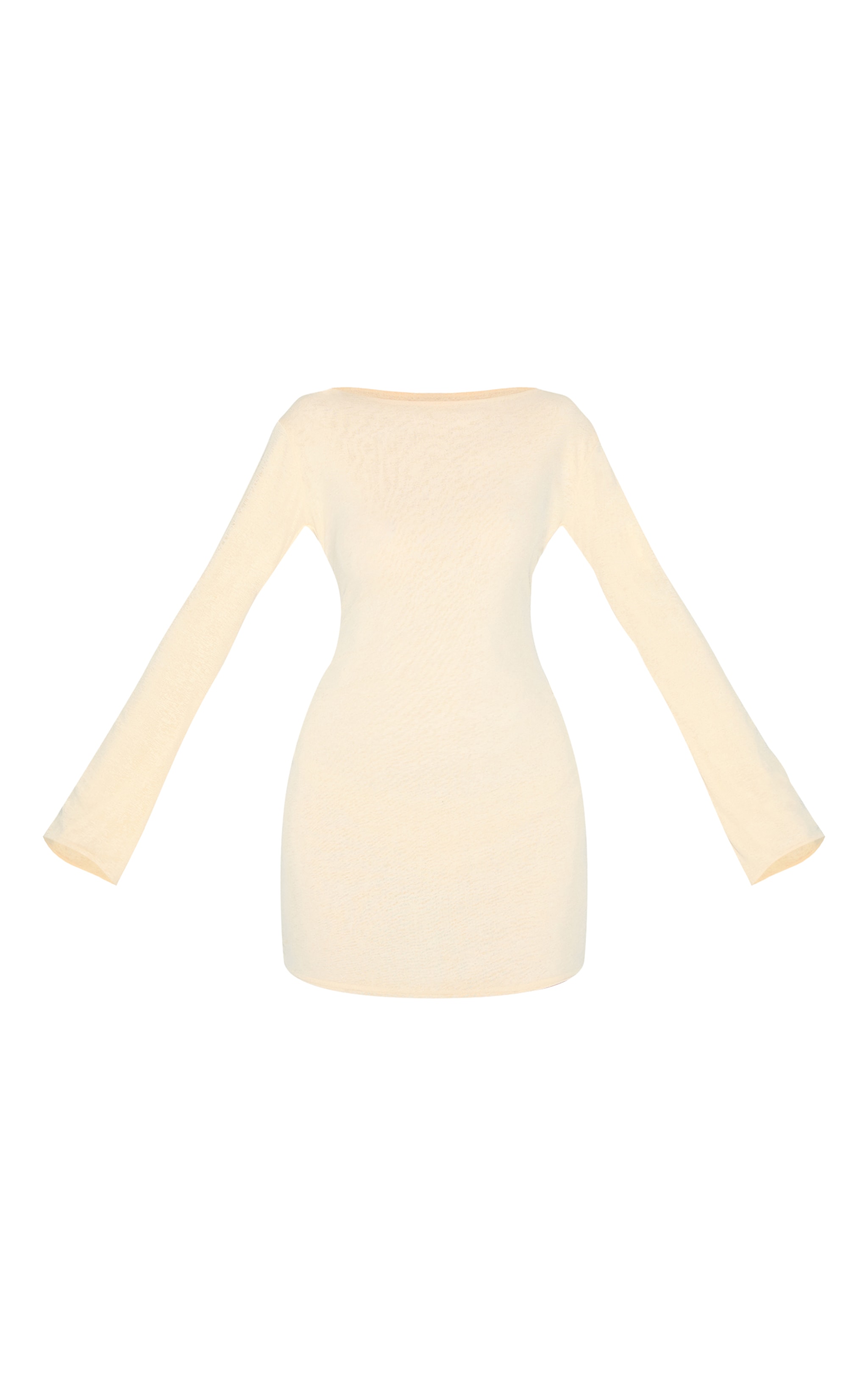 Almond Onion Skin Boat Neck Flute Sleeve Mini Dress image 5