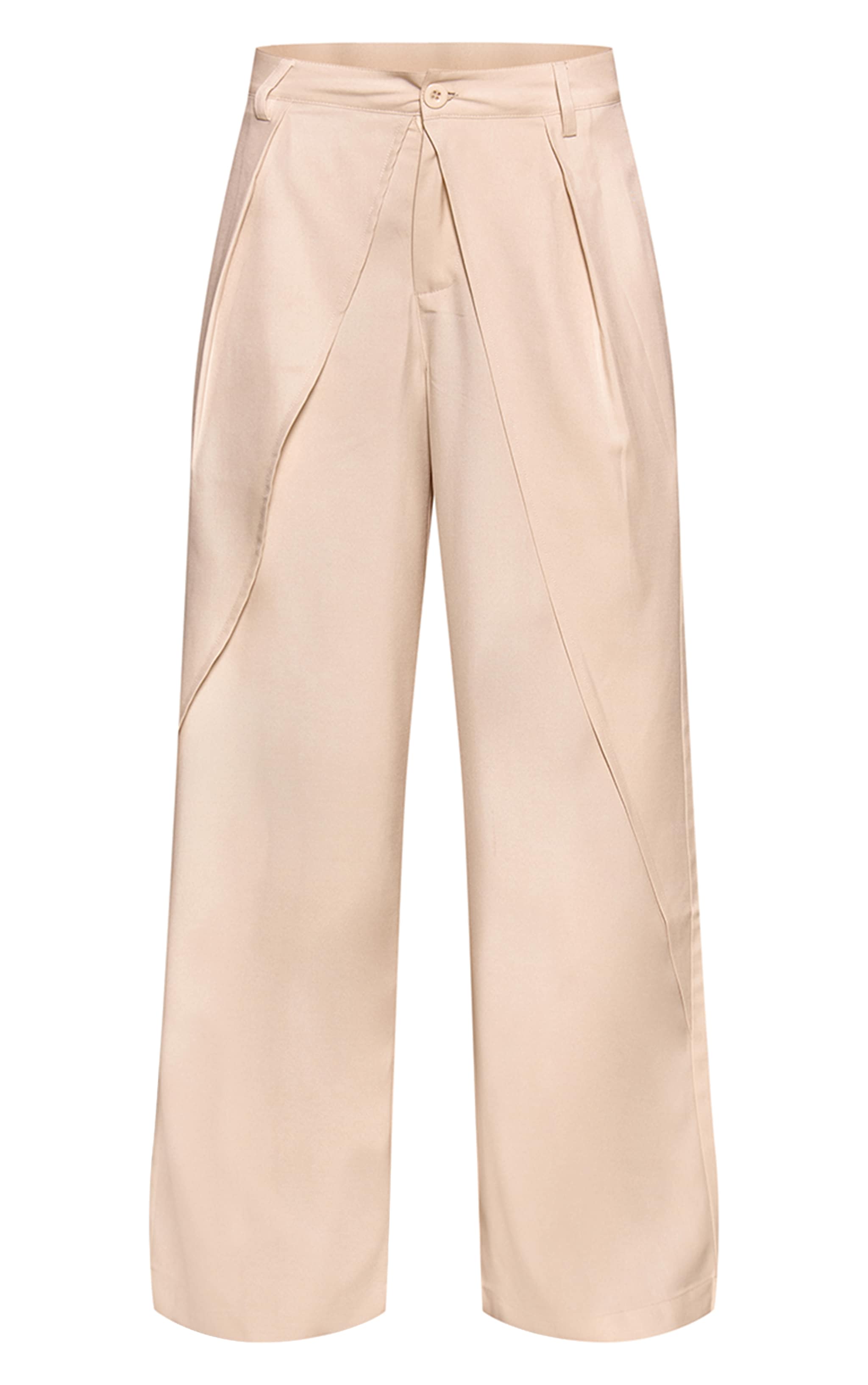 Cream Woven Pleated Drape Panel Wide Leg Pants image 5