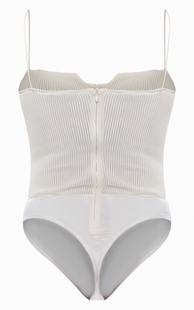 Cream Rib Strappy Cup Detail Bodysuit image 6