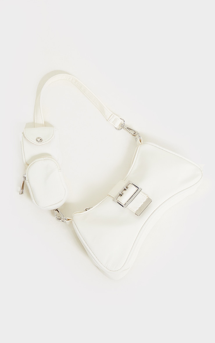 White Nylon Multi Pocket Shoulder Bag PrettyLittleThing