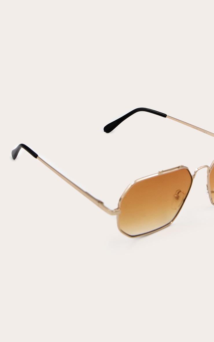Gold Skinny Frame Angled Sunglasses image 2