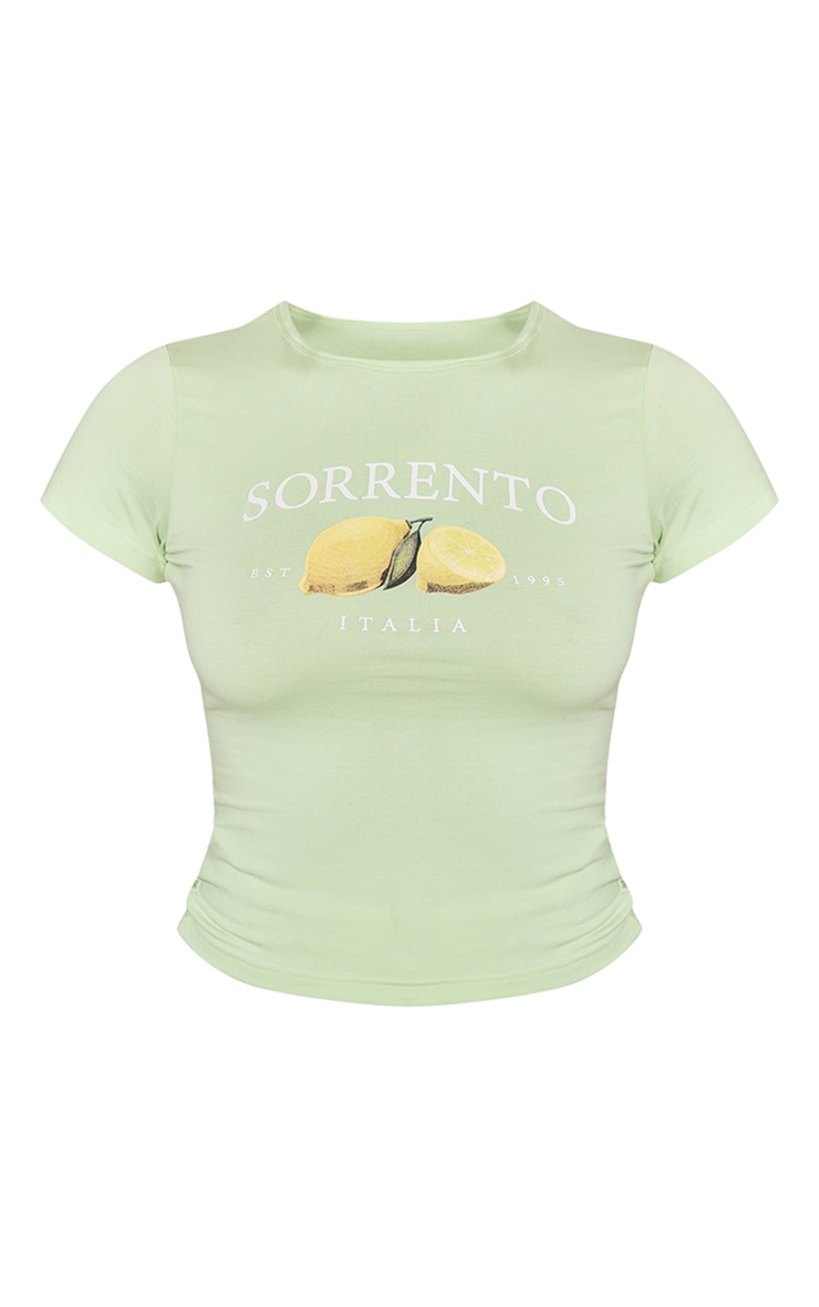 Pastel Green Sorrento Printed Fitted Long T Shirt image 5