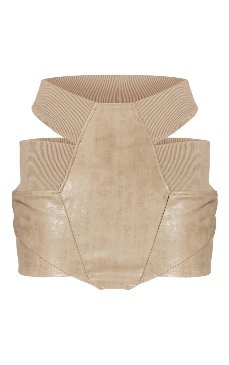 PLT Label Stone Cut Out Detail Faux Leather Mini Skirt image 1