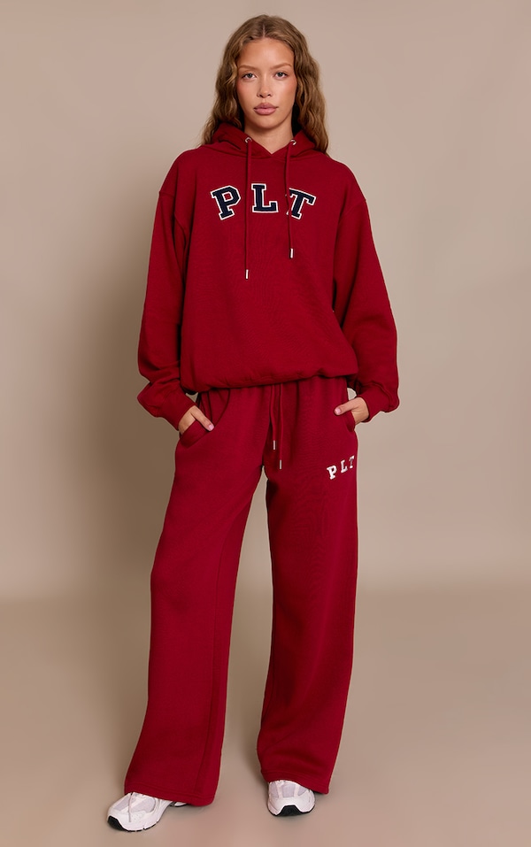 Red Logo Oversized Wide Leg Sweatpants