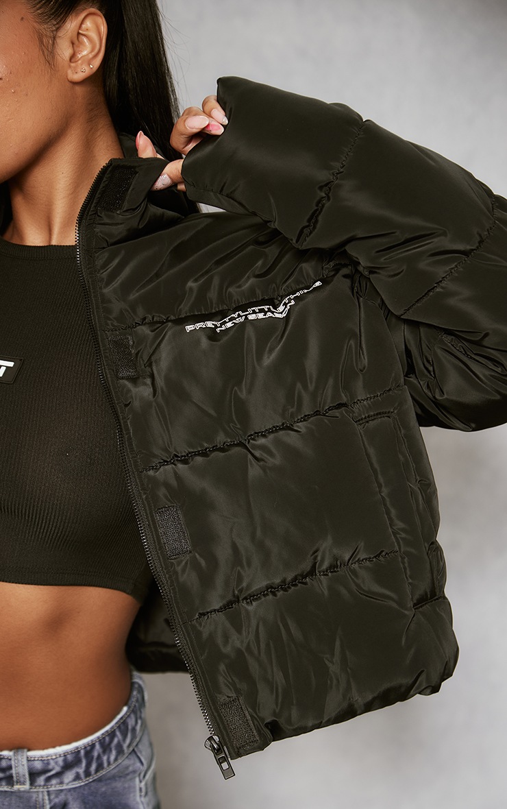 Cropped Puffer Coat With Reflective Logo main image 1