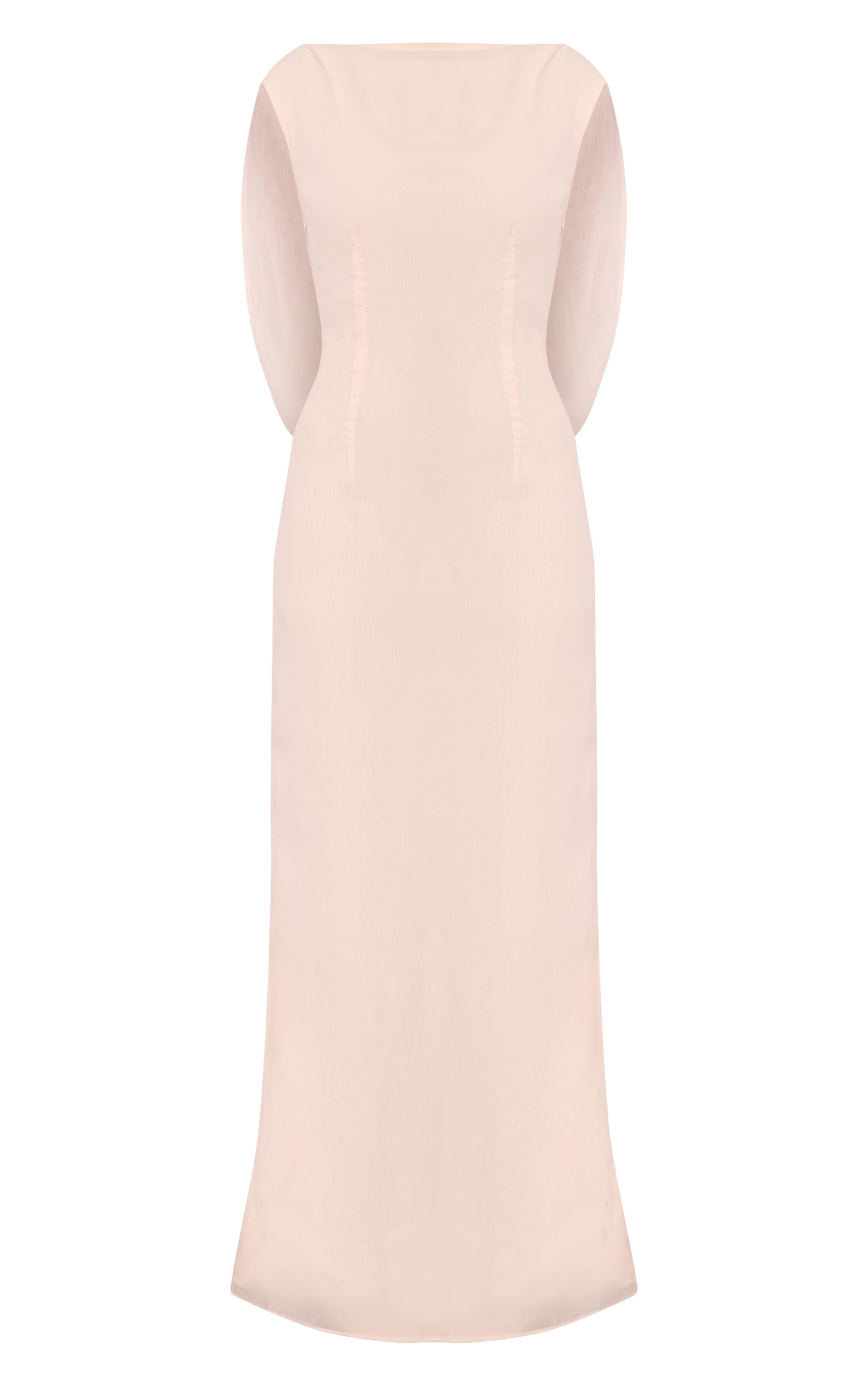 Cream Boat Neck Back Cowl Trim Detail Maxi Dress image 5