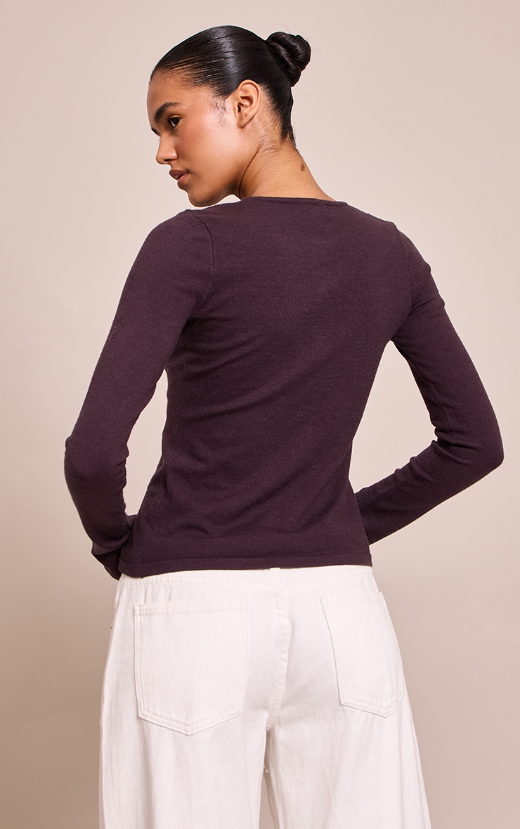 Chocolate Button Through Fine Knit Cardigan image 2