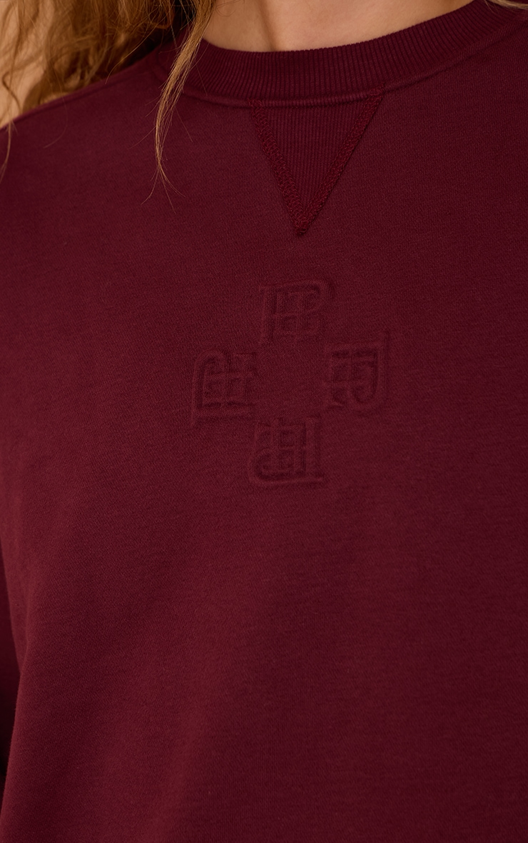 Wine PLT Embossed Crew Neck Sweatshirt image 4