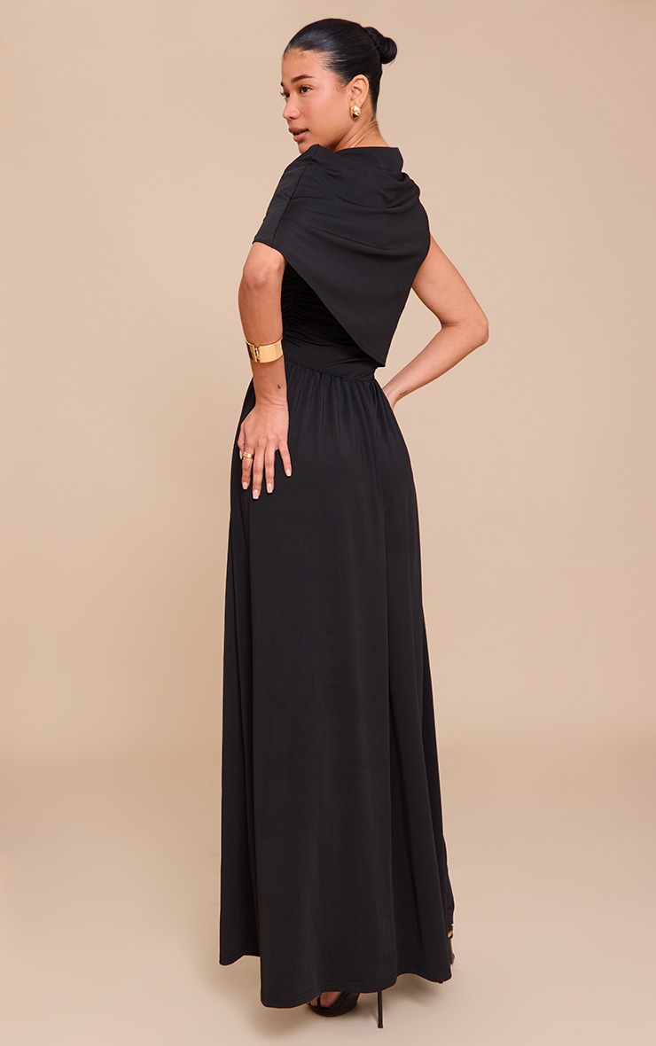 Black Layered Ruched Maxi Dress image 2