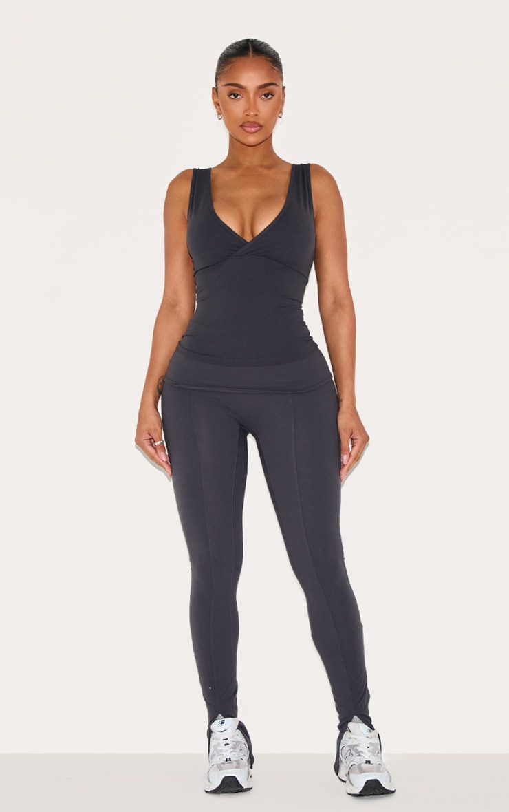  Shape Charcoal Sculpt Active Wrap V Neck Long Line Top image 3