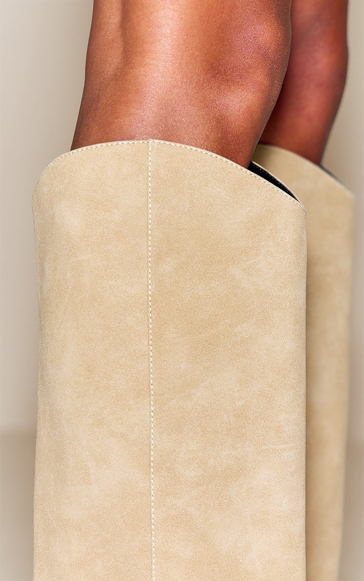 Botte hauteur genou à talon bloc en nubuck pierre image 4