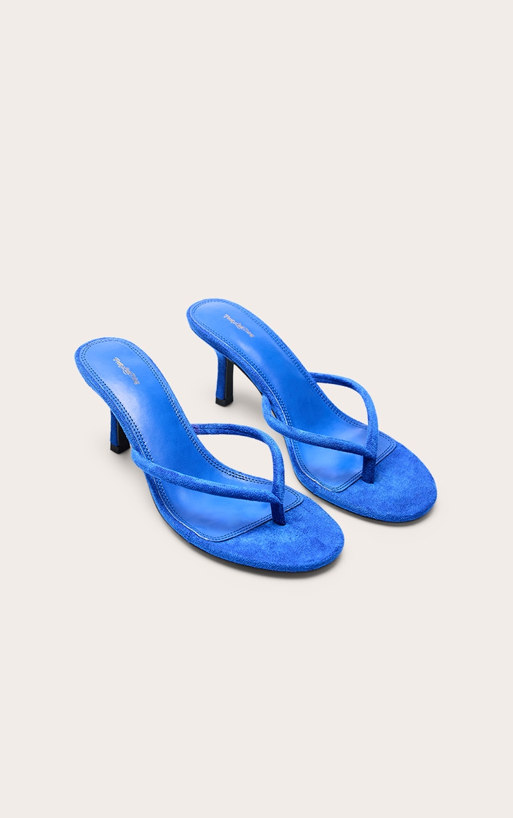 Cobalt Suede Round Toe Thong Mid Heeled Mules image 3