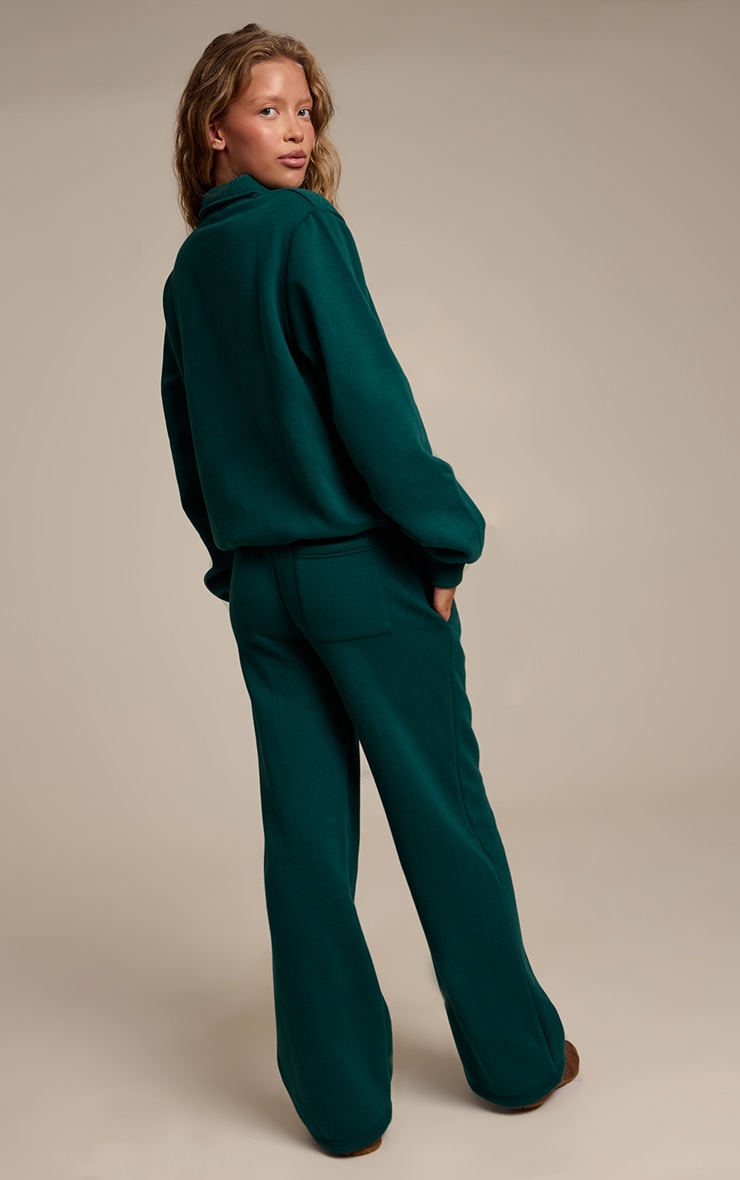 Pine Green Cotton Fleece Straight Leg Sweatpants image 3