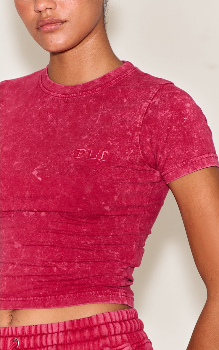 Red Washed Fitted T-shirt image 4