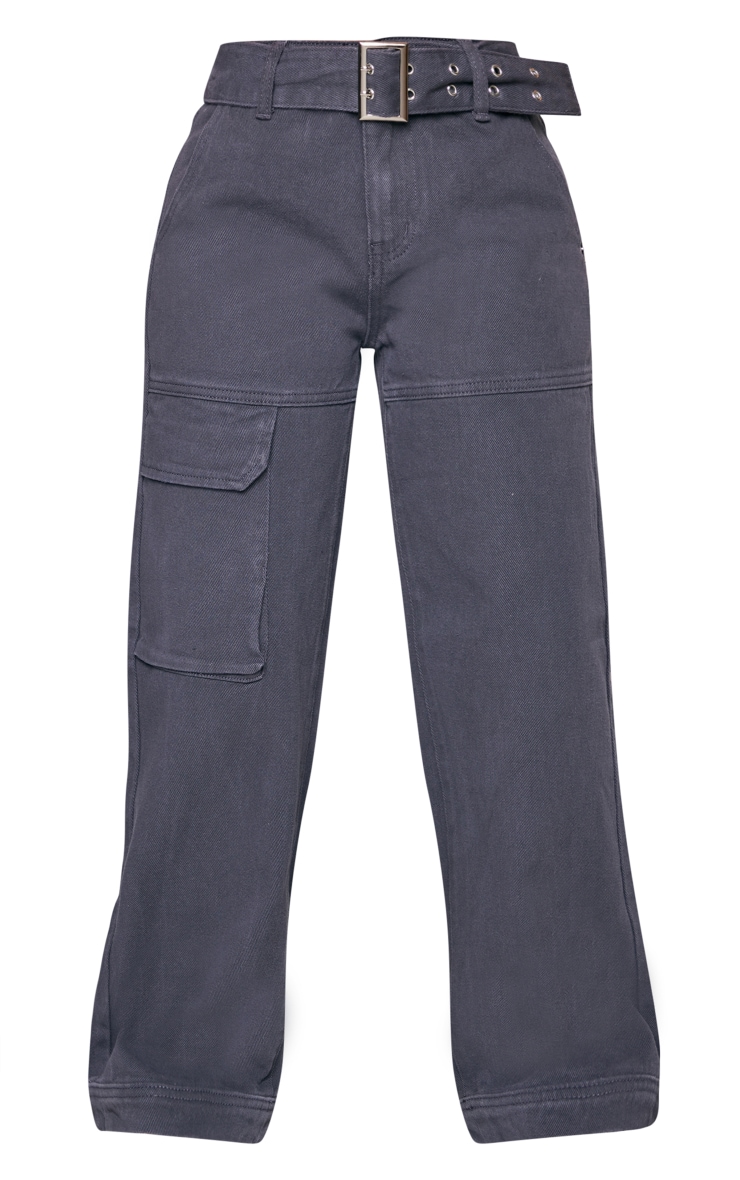 Petite Charcoal Belted Cargo Denim Jean image 5