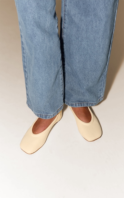 Butter Yellow Asymmetric Square Toe Ballet Pump