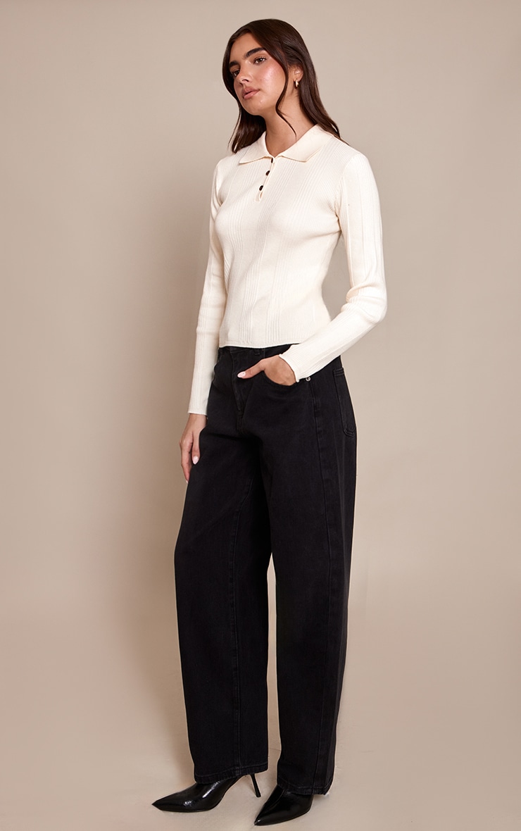 Washed Black Dipped Back Style Boyfriend Jeans image 2