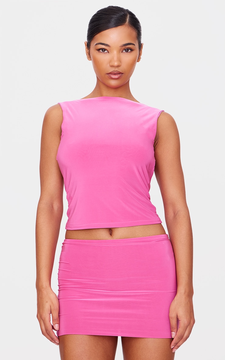 Hot Pink Slinky Low Rise Micro Skirt image 4