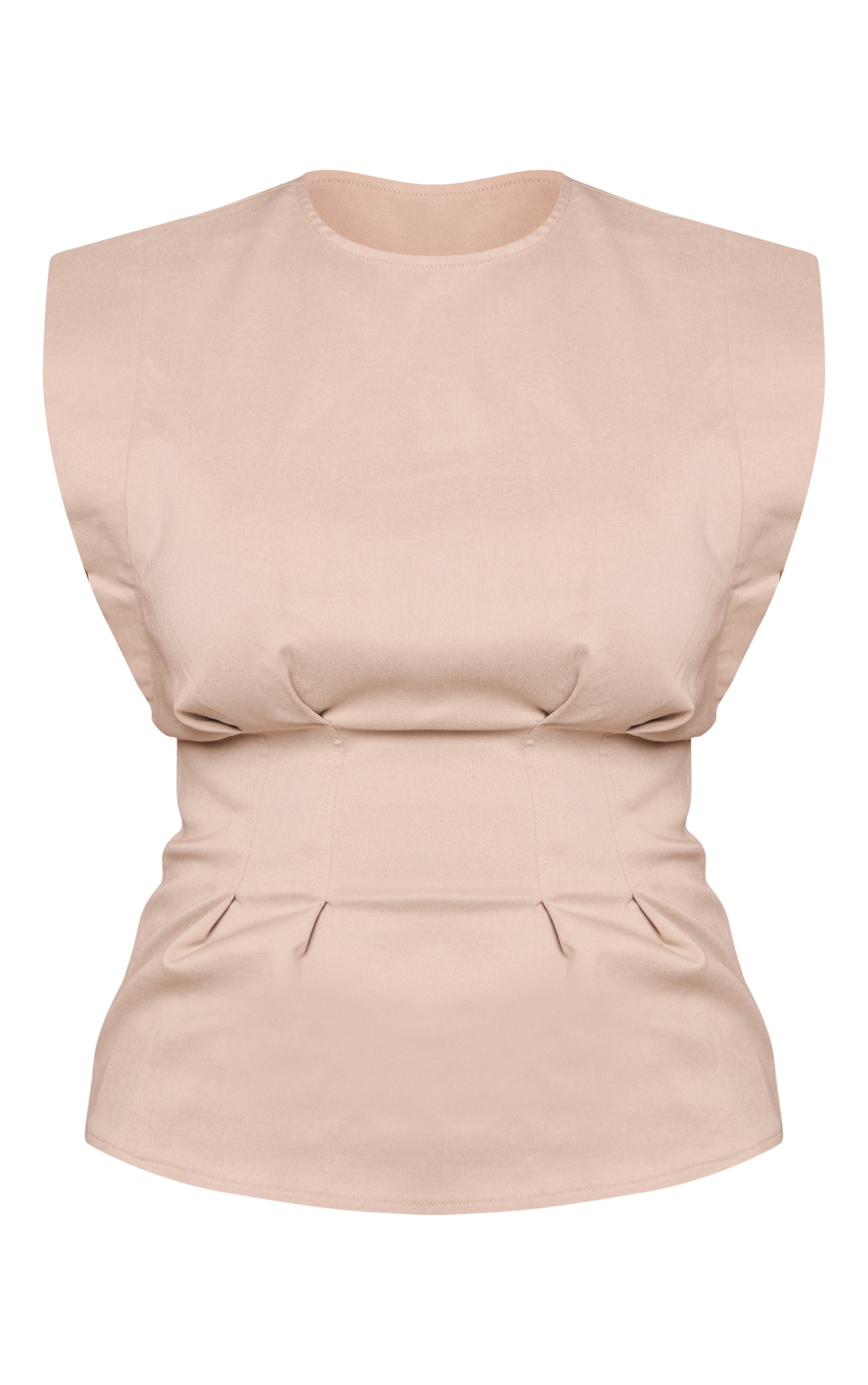 Shape Pebble Stretch Woven Boat Neck Cinched Waist Peplum Top image 5