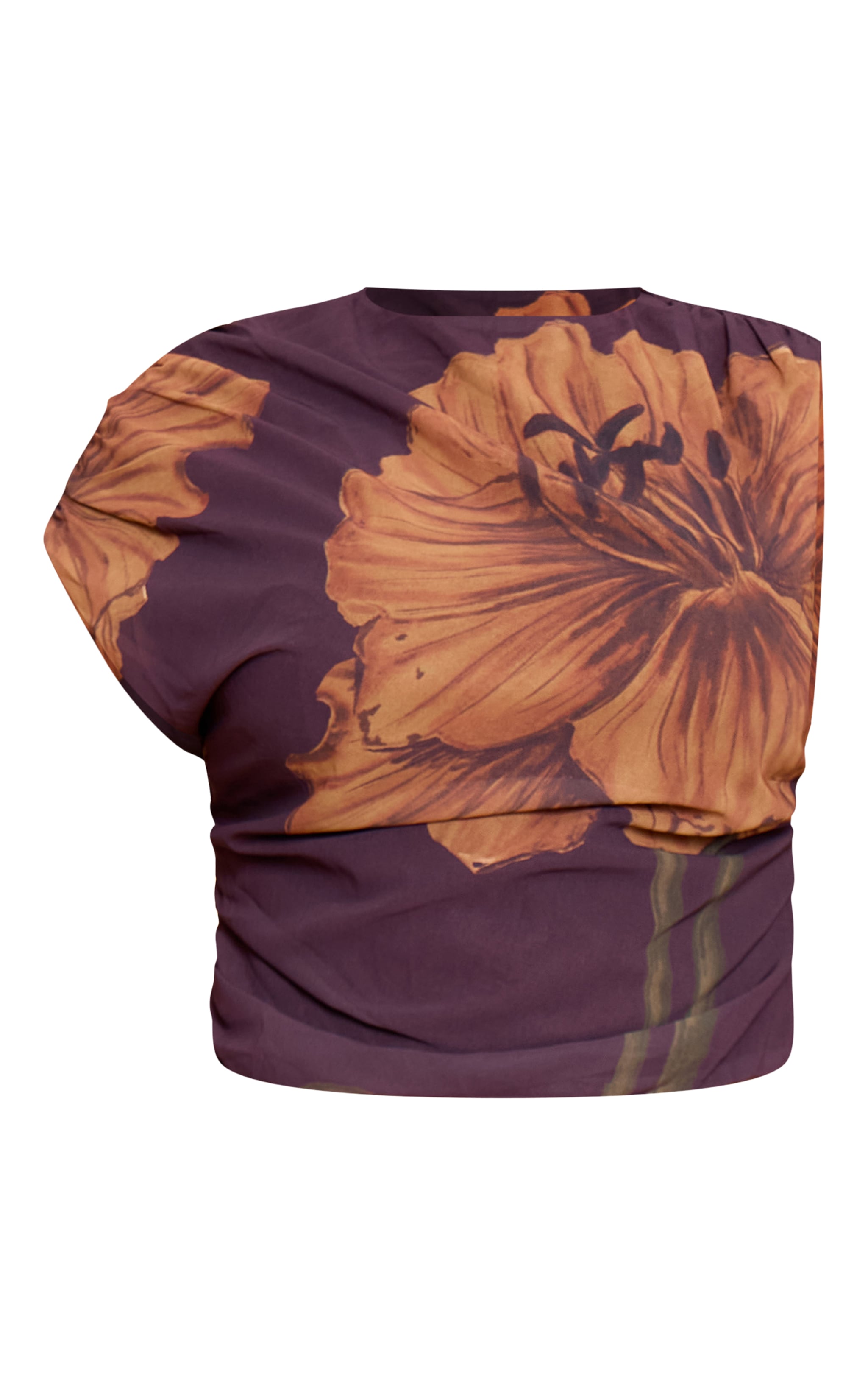 Plus Chocolate Chiffon Asymmetric Top image 5