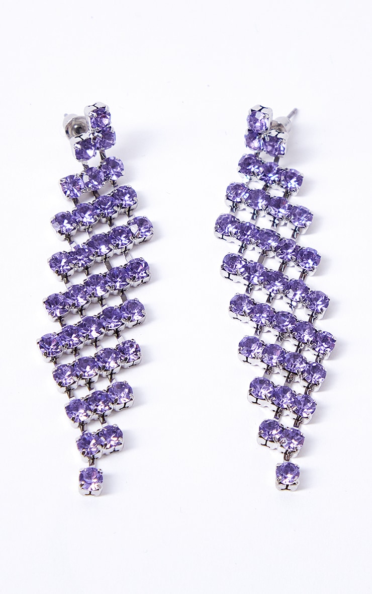 Lilac Diamante Statement Earrings PrettyLittleThing USA