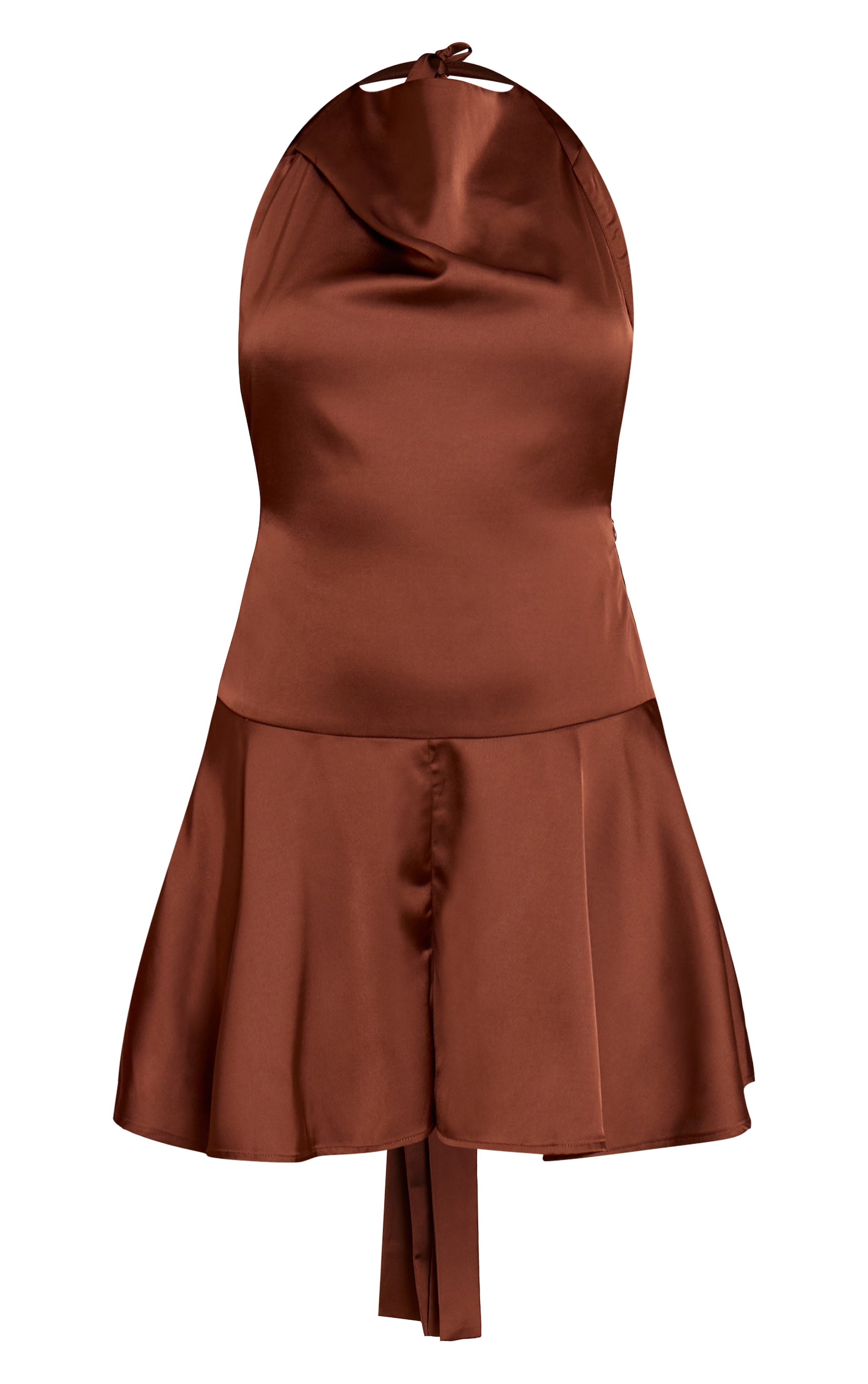 Combishort satiné chocolat à col bénitier et dos nu image 5