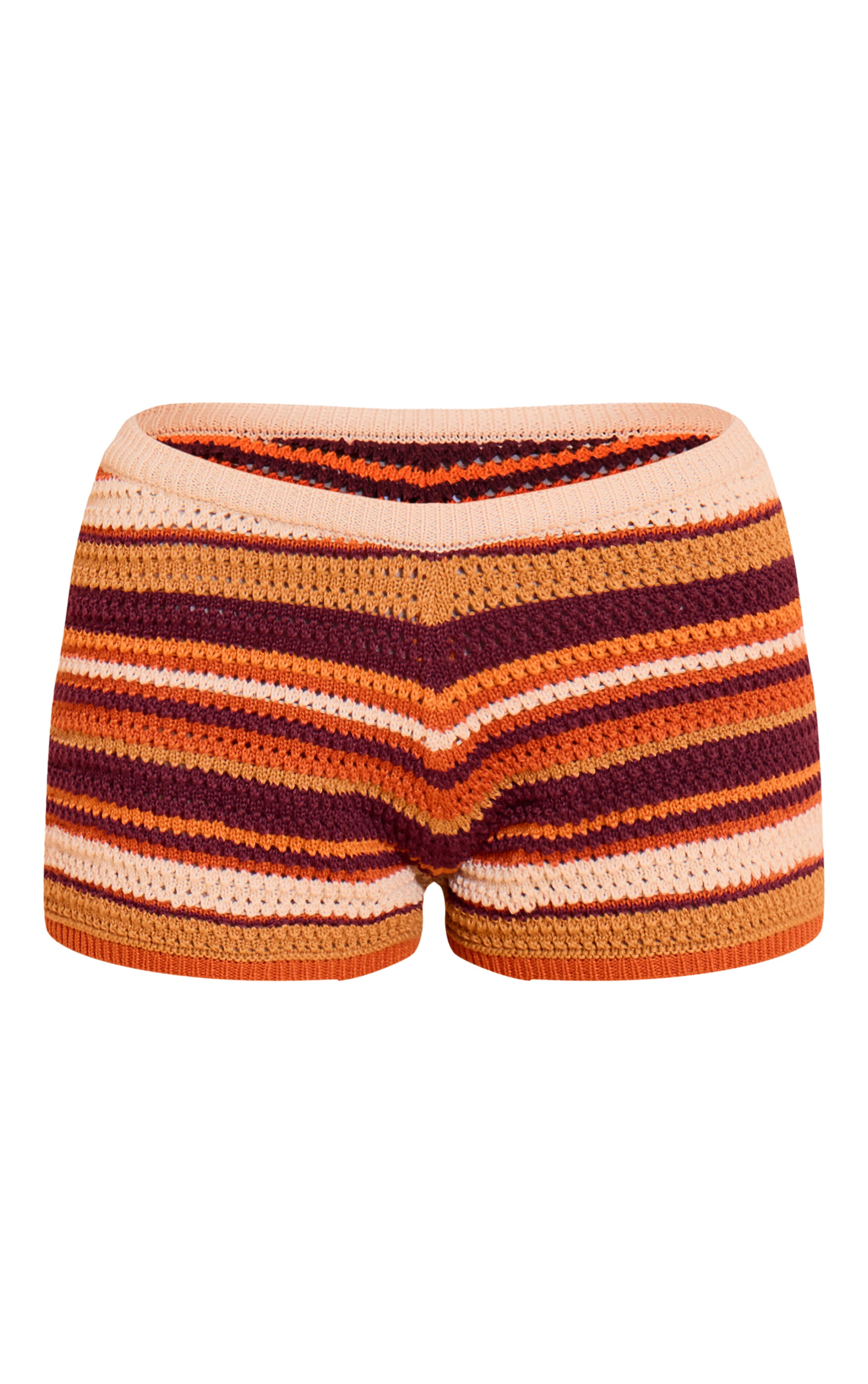 Petite Orange Striped Knit Hotpants image 6