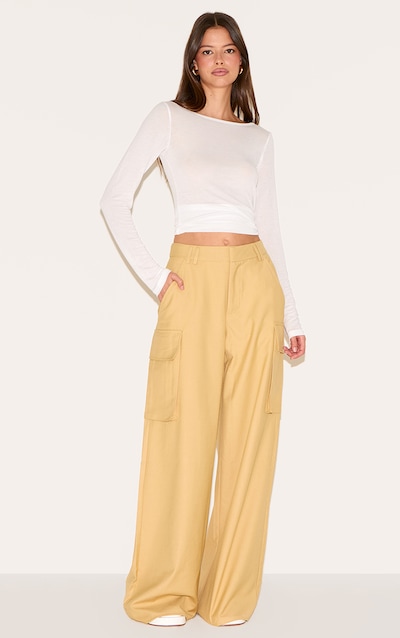 Butterscotch Woven Pocket Detail Straight Leg Trousers