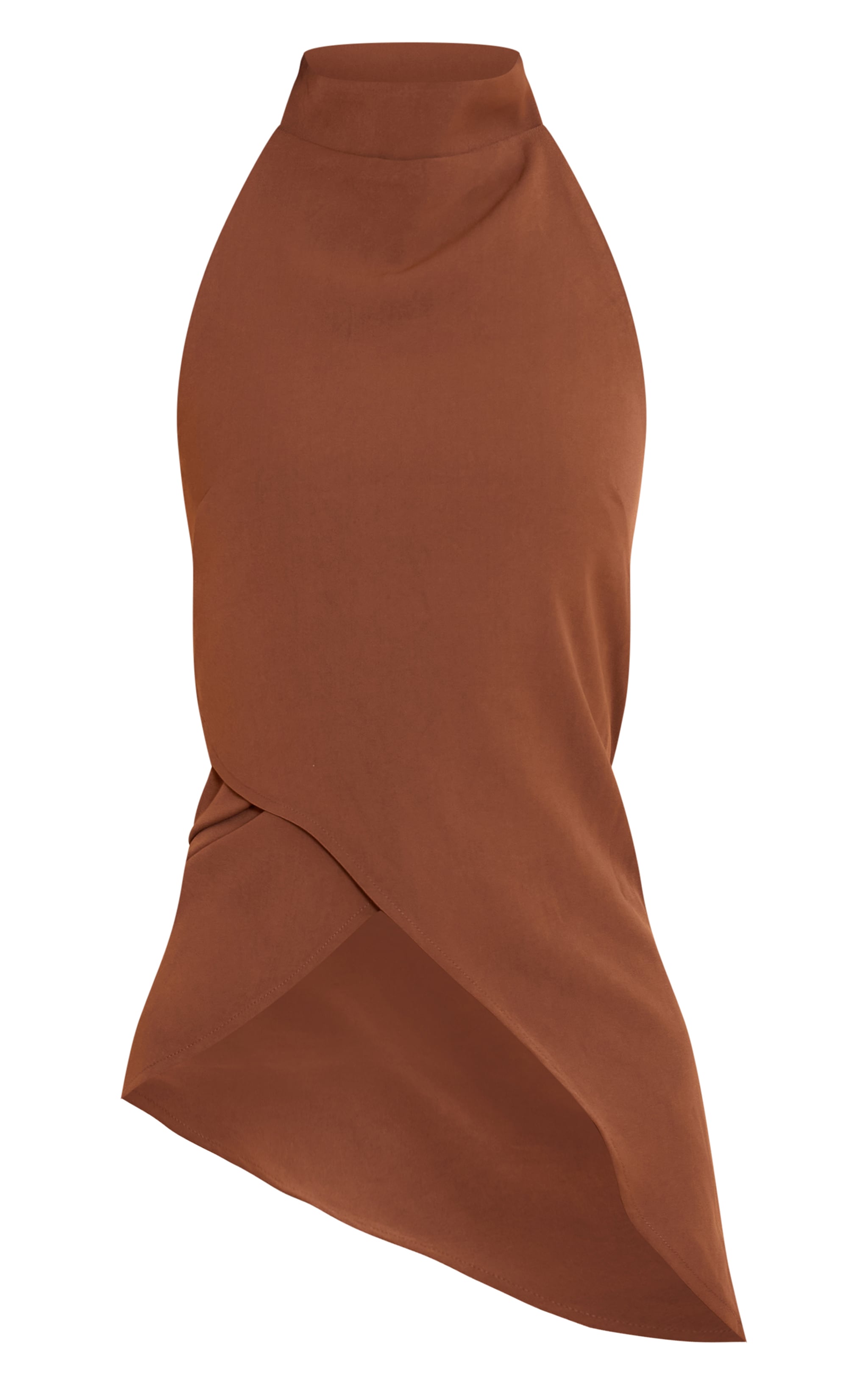 Top portefeuille long tissé chocolat à col montant image 5