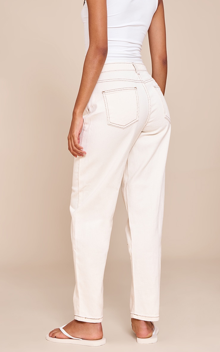 Ecru High Waist Mom Jeans image 3