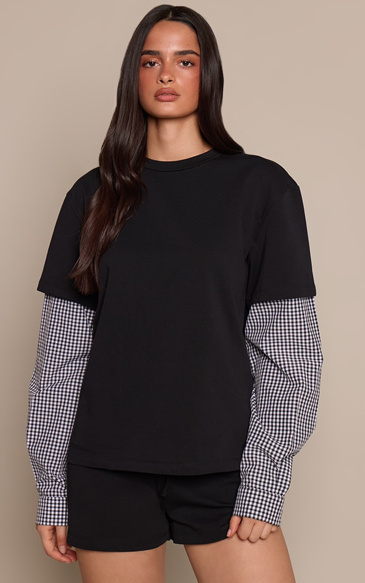 Black Cotton Jersey Checked Pocket Detail Shorts image 4