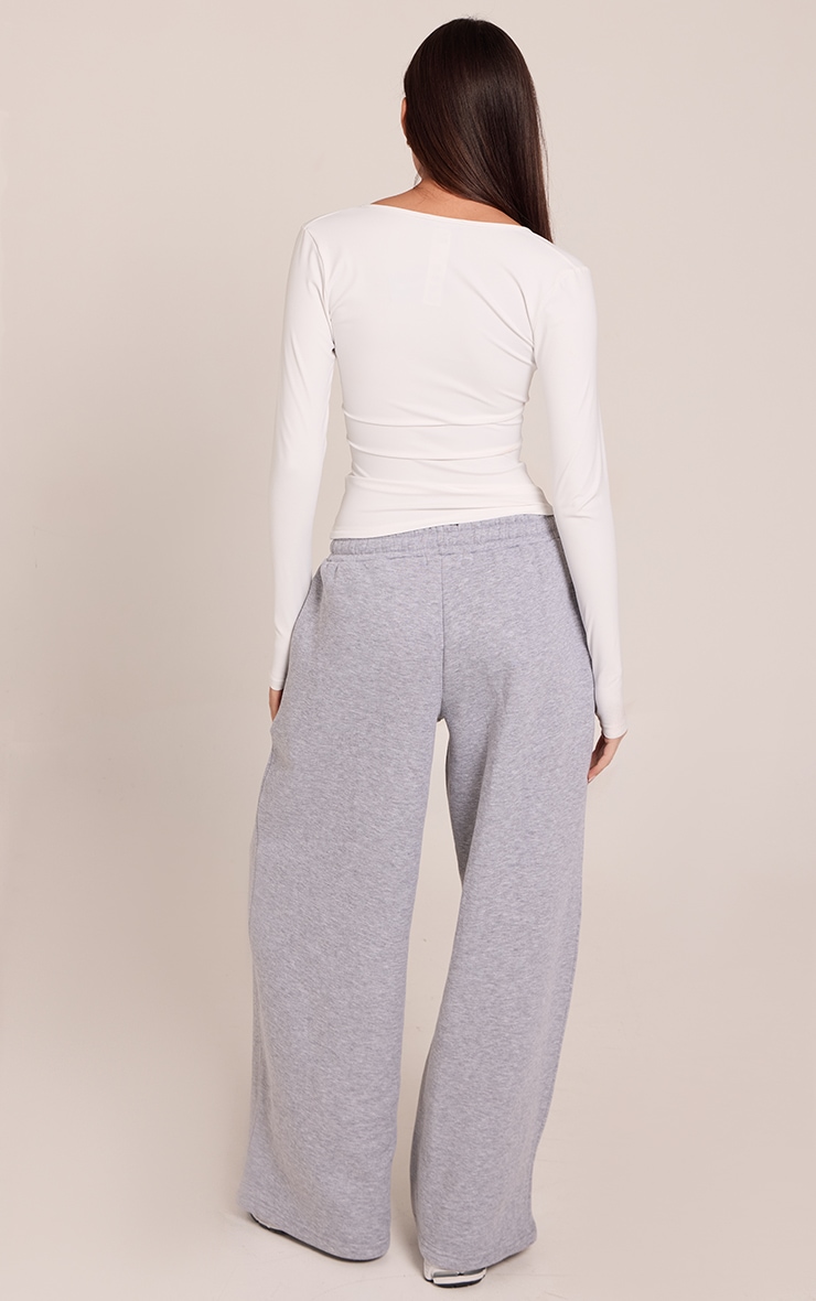 Grey Marl Pleat Detail Extreme Wide Leg Track Pants image 3