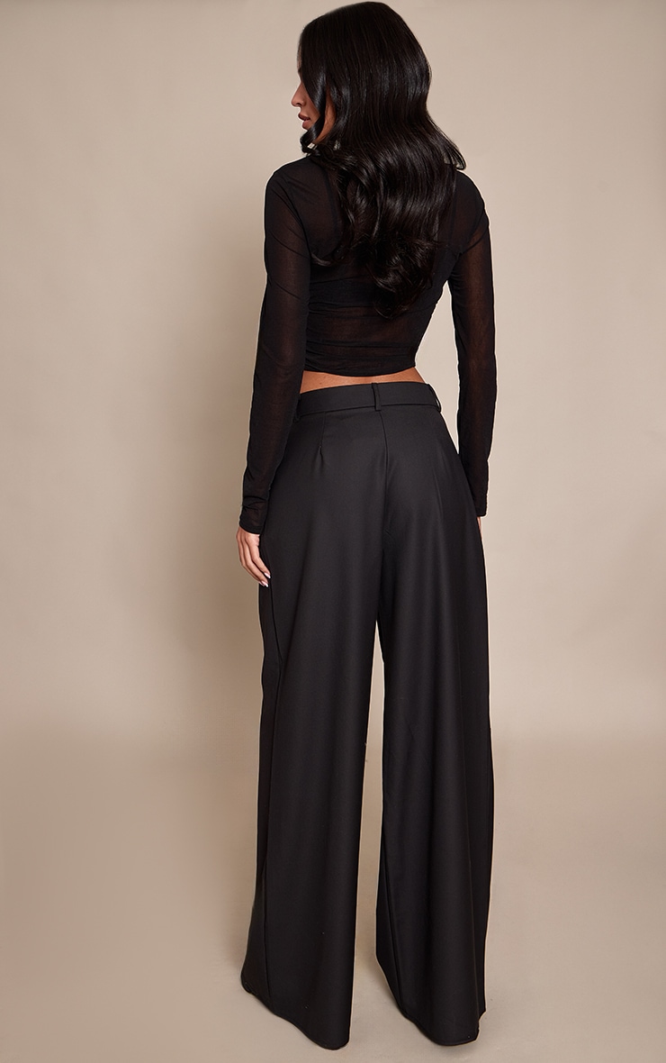 Tall Black Woven Double Pleat Wide Leg Trouser image 3