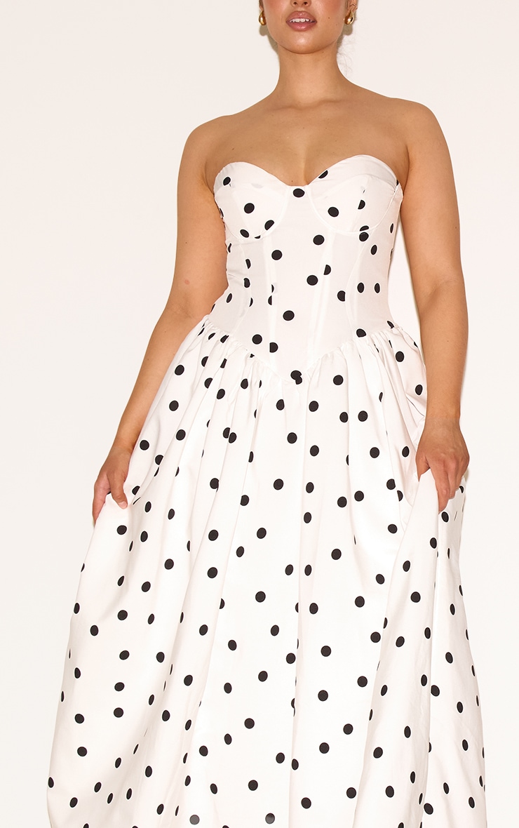 Shape White Polka Dot Corseted Maxi Shift Dress image 4