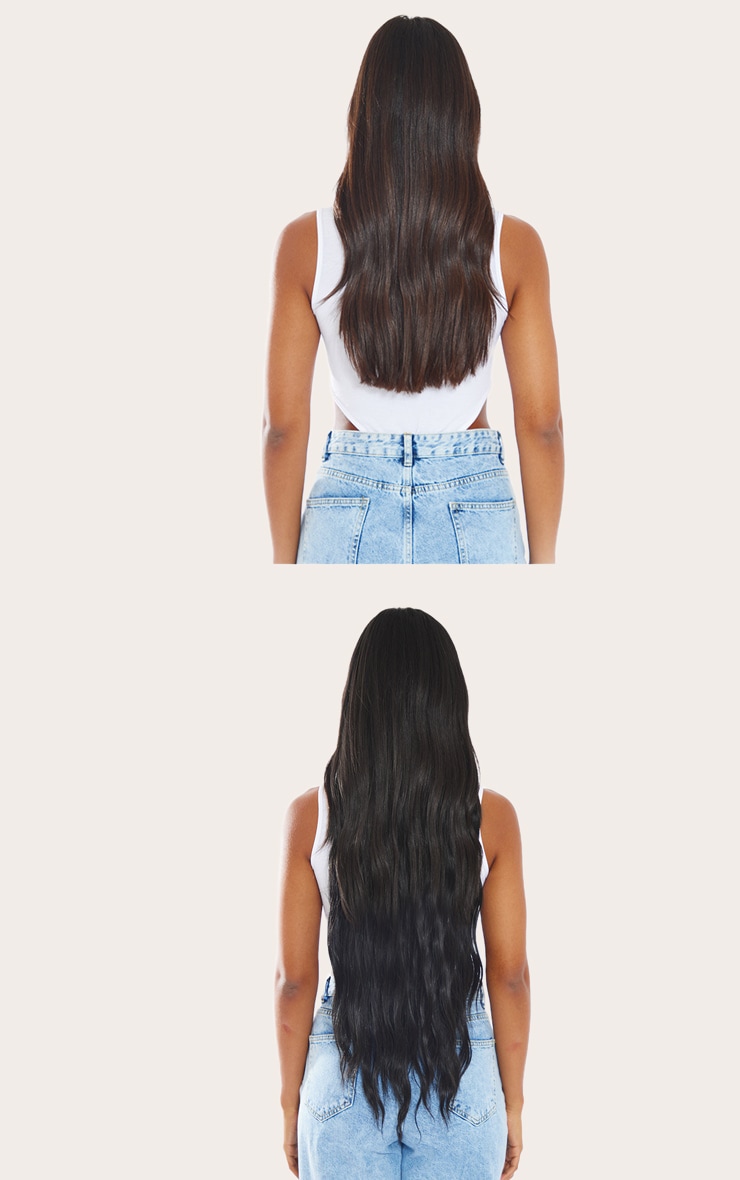 Lullabellz Extra AF 5 mèches d'extensions de cheveux naturelles ondulées à clipser Raven 86 cm image 4