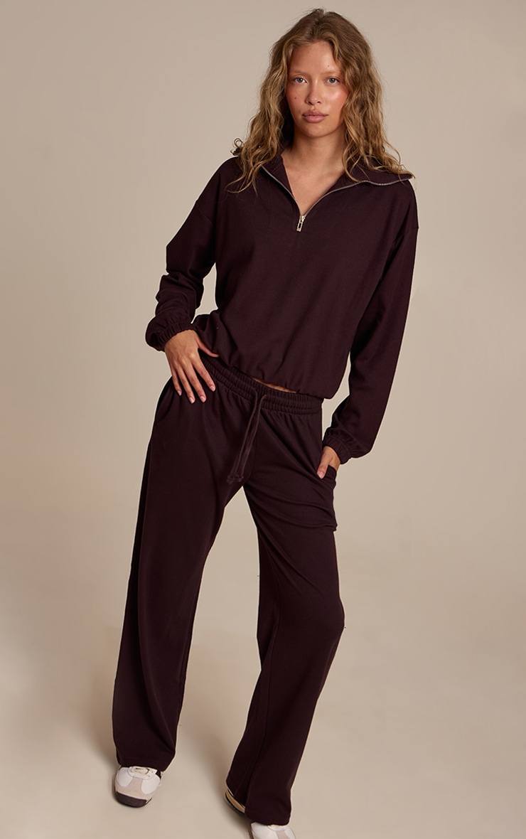 Dark Brown Quarter Zip Soft Touch Top image 3