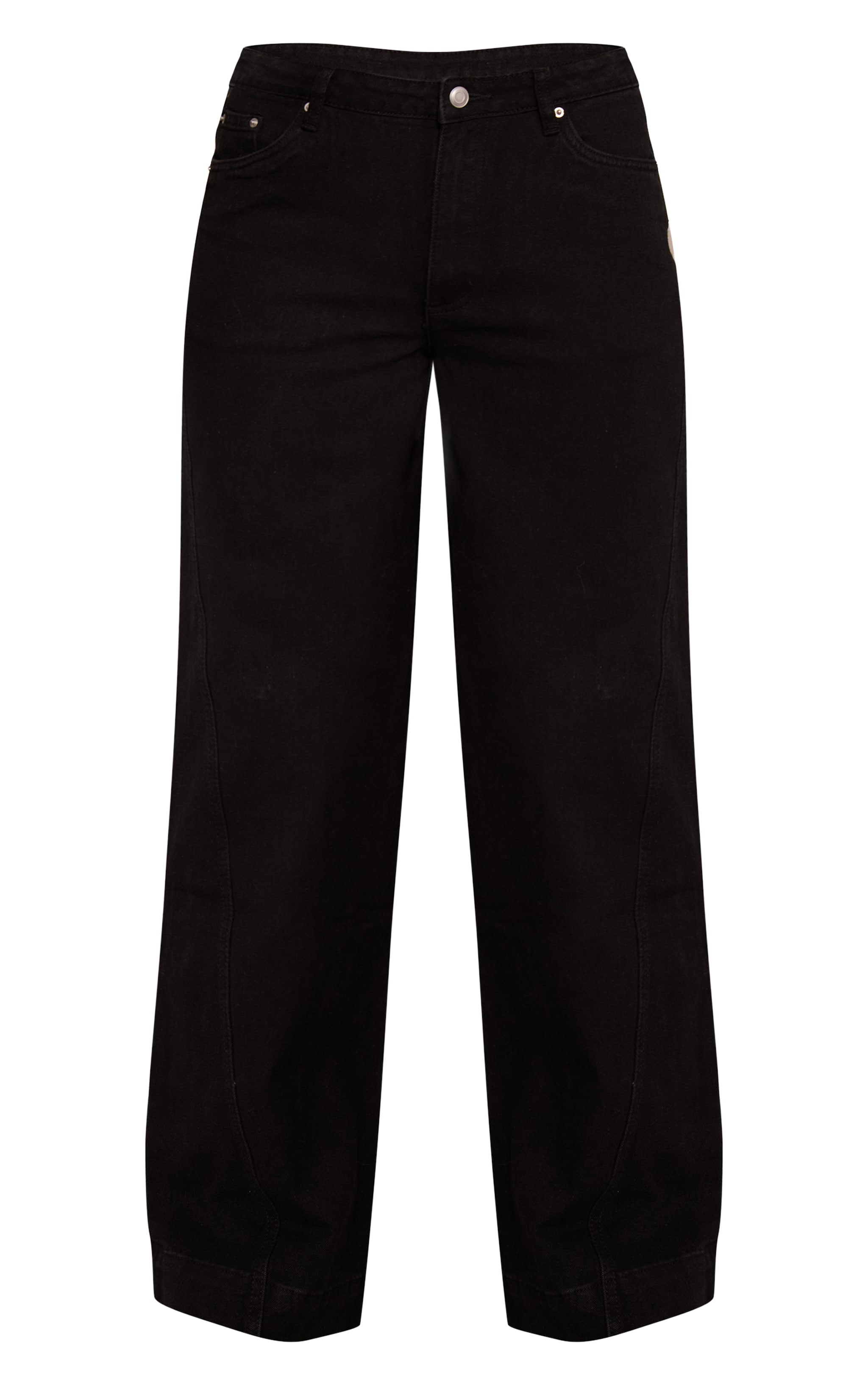 Washed Black Relaxed Mid Rise Seam Detail Wide Leg Jeans image 5