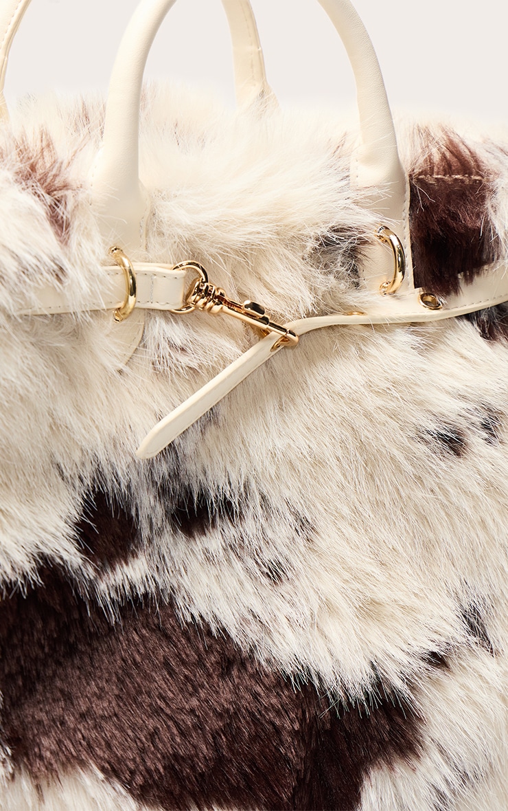 Cow Print Faux Fur Oversized Handbag image 5