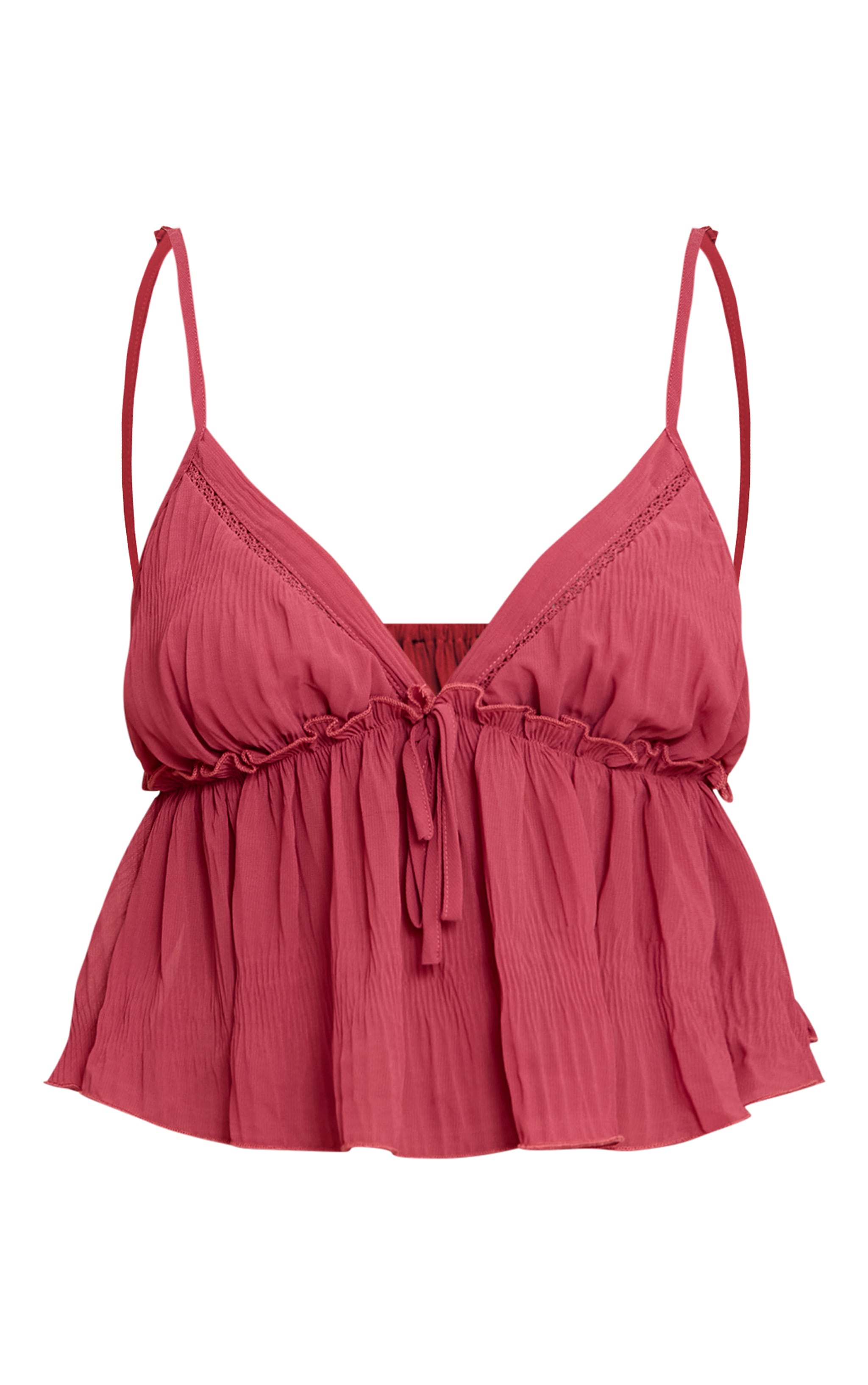 Blush Rose Chiffon Tie Front Ruched Cami image 5