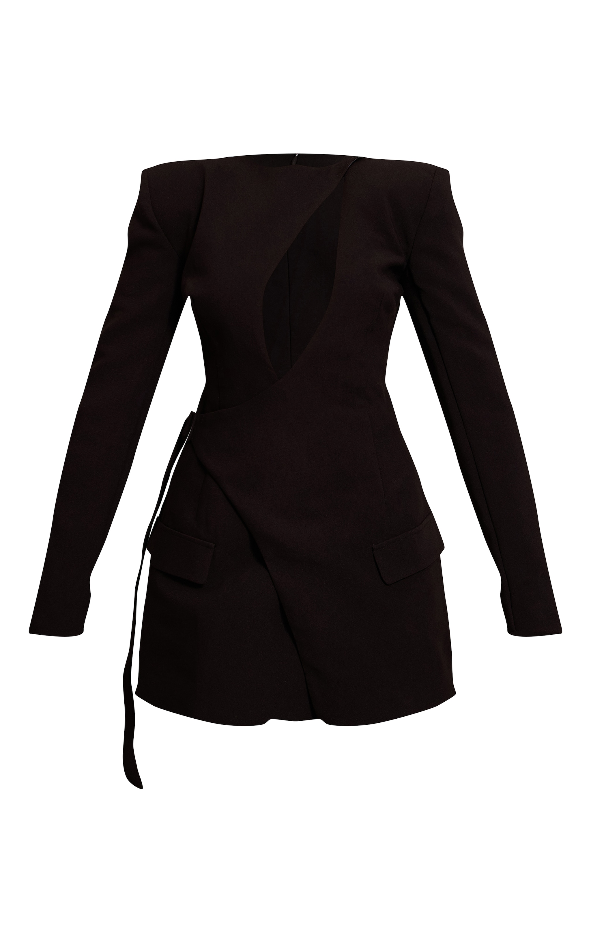PLT Label Robe blazer de tailleur asymétrique noire à découpe image 5