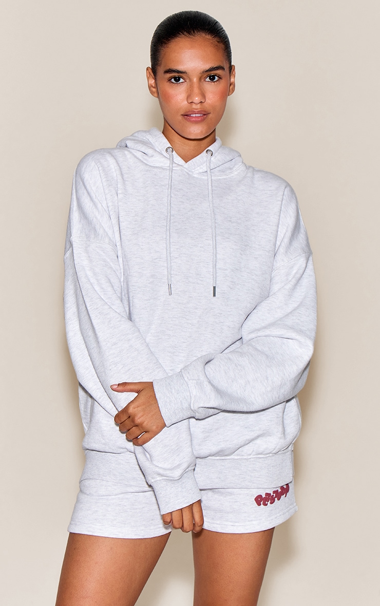 Ice Grey PLT Studio Archive Puff Print Oversized Hoodie image 1