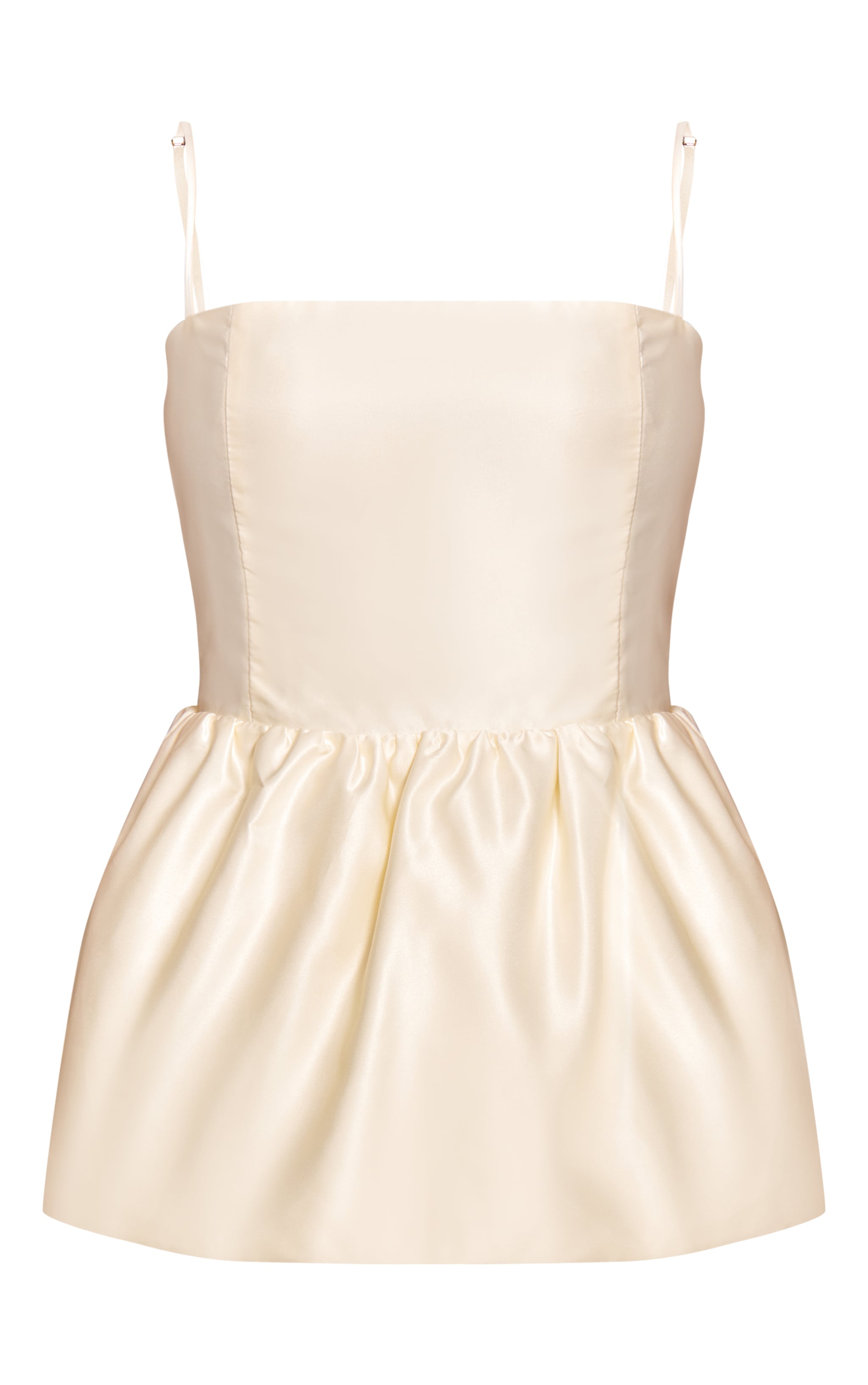 Cream Satin Strappy Puffball Top image 5