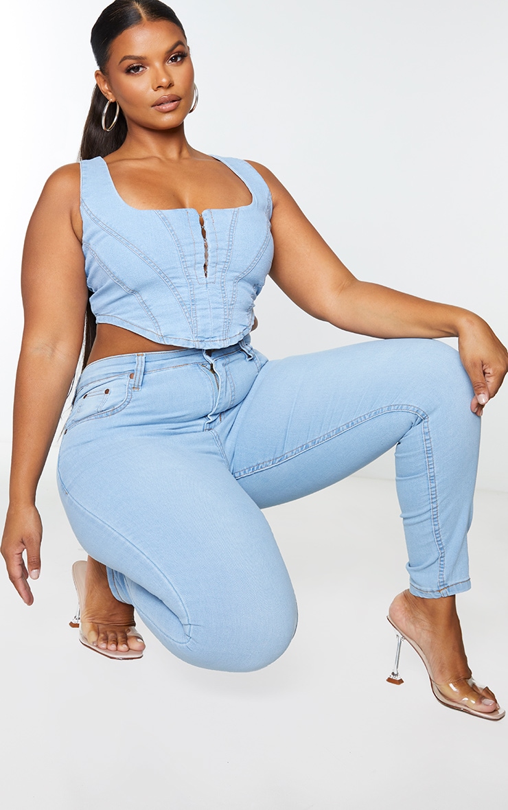 Plus Light Wash High Waisted Skinny Jean