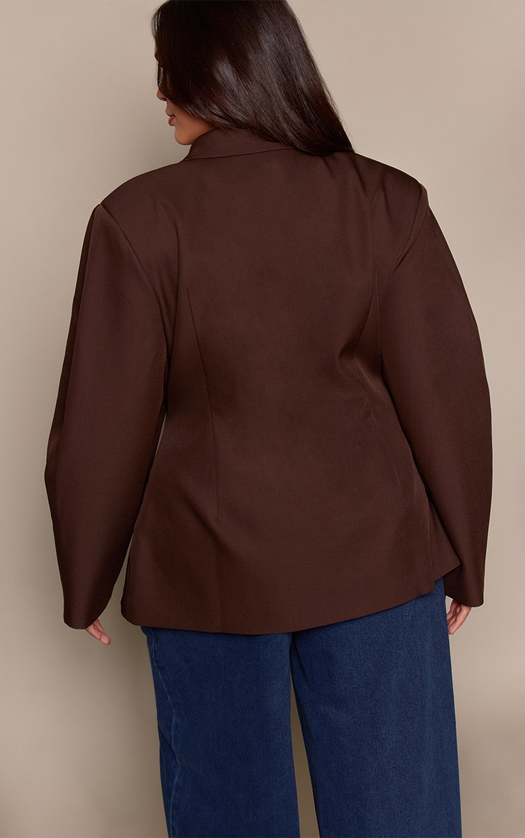 Plus Chocolate Asymmetric Detail Cocoon Sleeve Blazer image 2