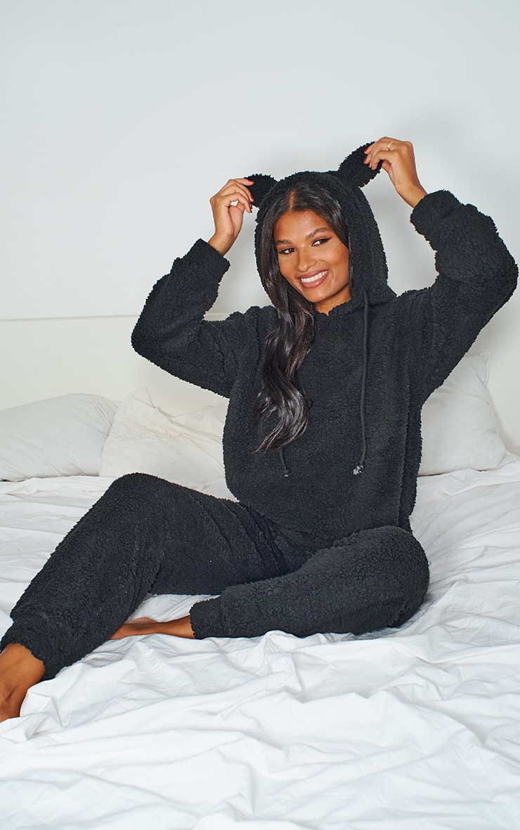 Black Teddy Borg Long Lounge Set