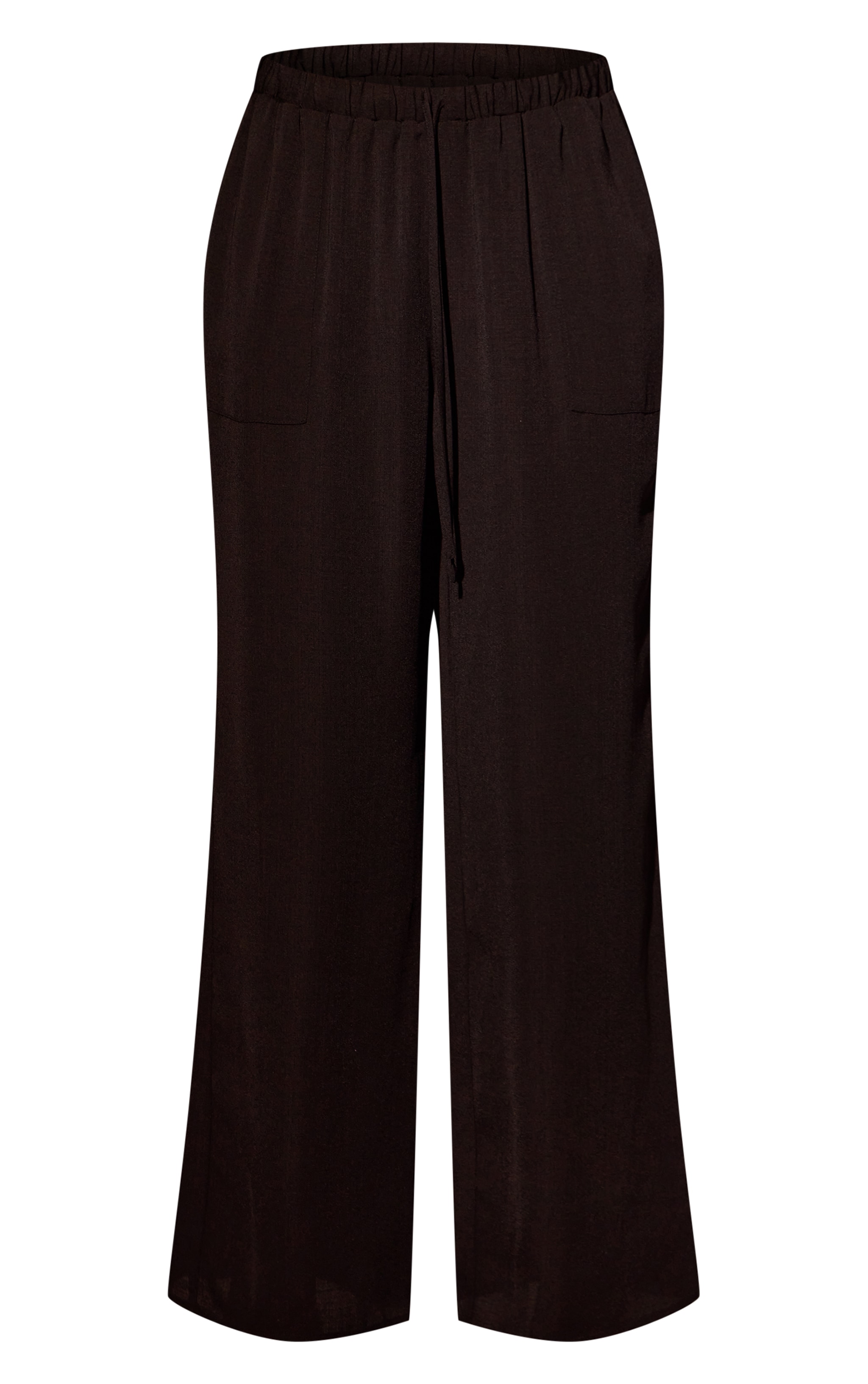 Black Linen Look Drawstring Beach Trousers image 5