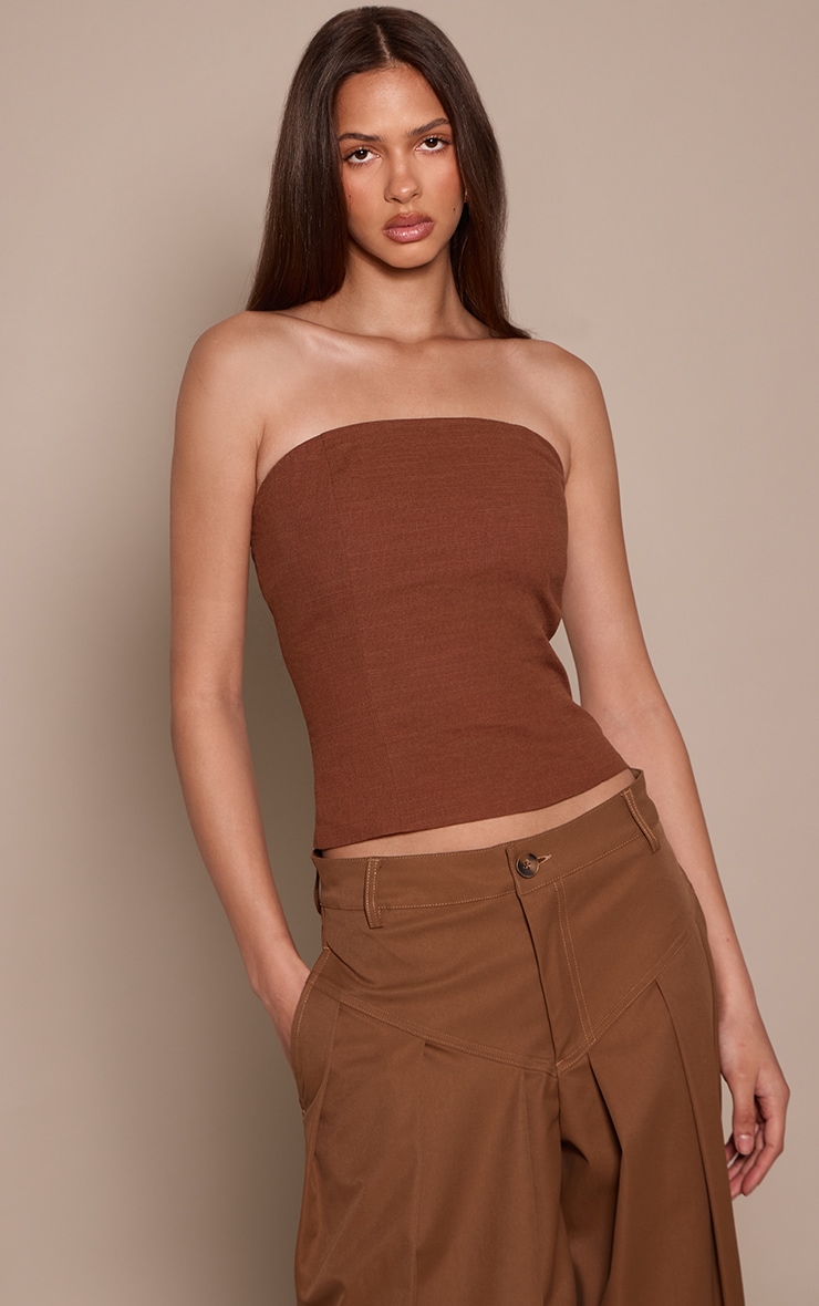 Chocolate Woven Bandeau Top image 1