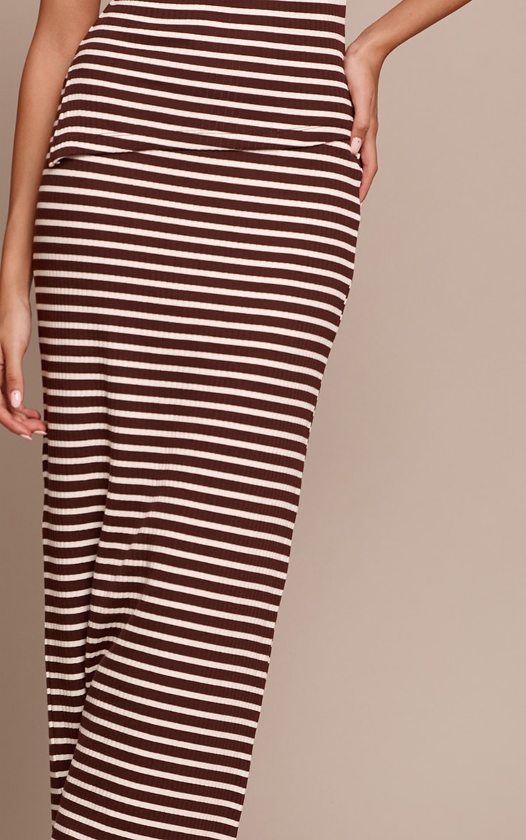Jupe longue chocolat rayée image 4