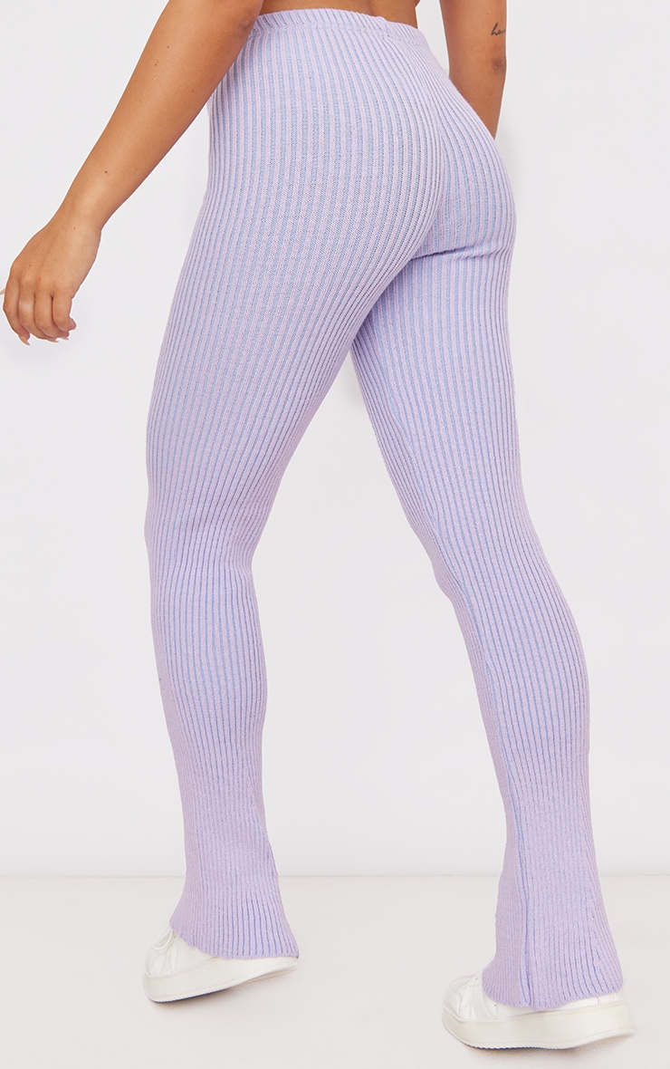 Lilac Two Tone Wide Leg Knit Trousers image 3