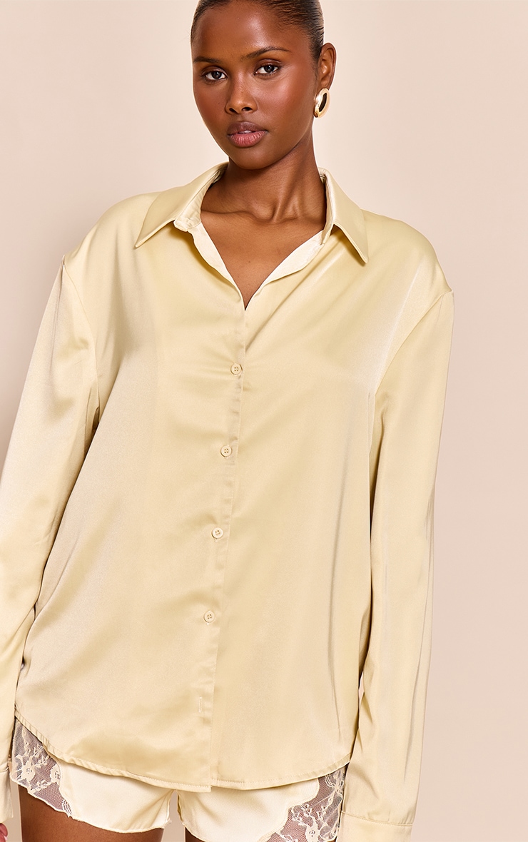 Butter Cream Satin Oversized Shirt image 4